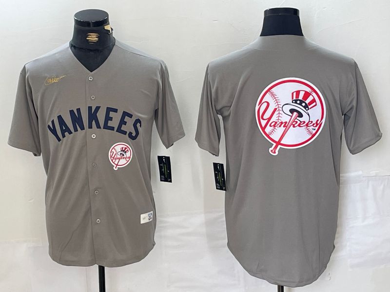 Men New York Yankees Blank Grey Throwback Nike Game 2024 MLB Jersey style 18